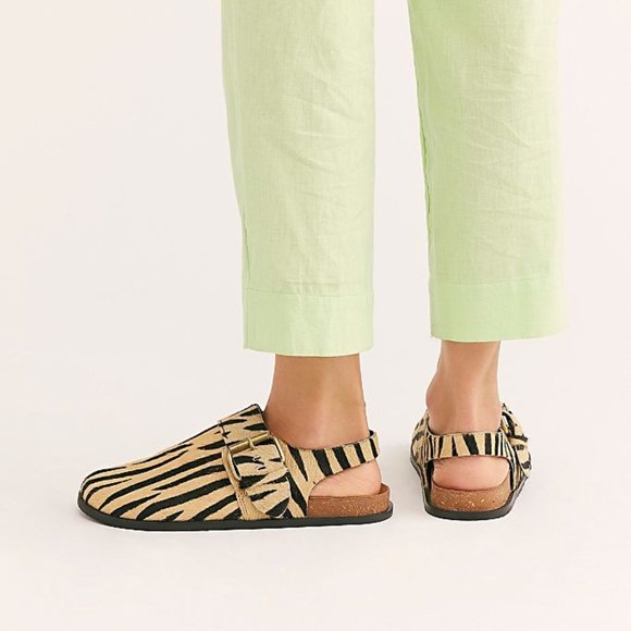 Free People Seattle Genuine Calf Hair Zebra Sling Clog - Picture 2 of 14